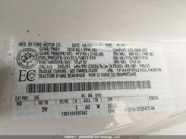 Продажа на аукционе авто 2012 Ford Focus Titanium, vin: 1FAHP3N21CL142618, номер лота: 12590411