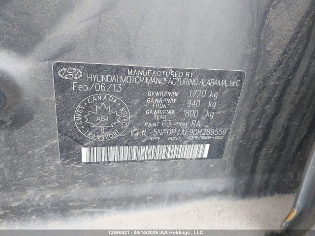 Продажа на аукционе авто 2013 Hyundai Elantra Gls/limited, vin: 5NPDH4AE9DH289559, номер лота: 12590421