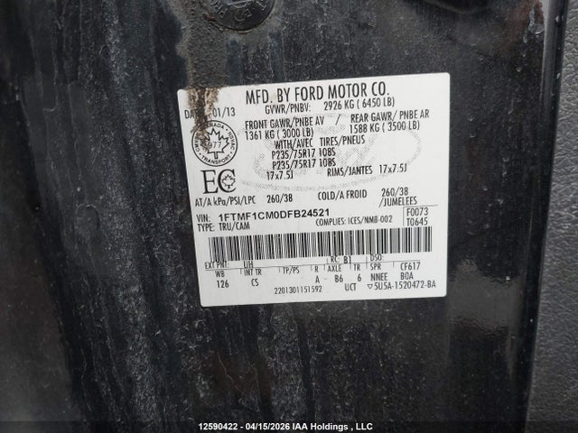 Продаж на аукціоні авто 2013 Ford F150, vin: 1FTMF1CM0DFB24521, номер лоту: 12590422