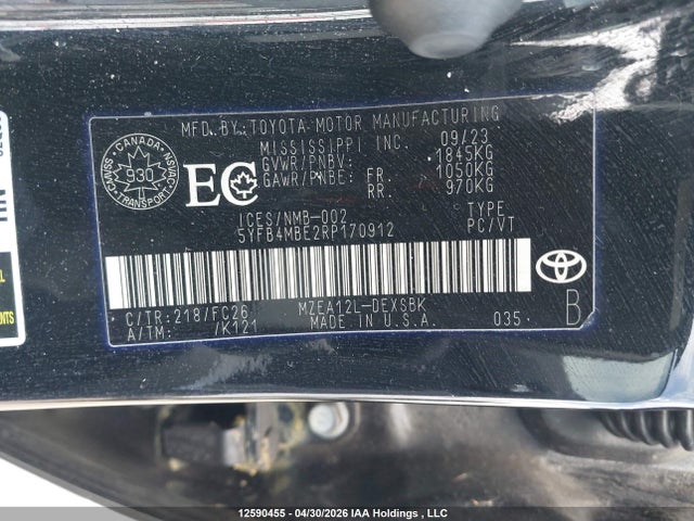 12590455 :رقم المزاد ، 5YFB4MBE2RP170912 vin ، 2024 Toyota Corolla مزاد بيع