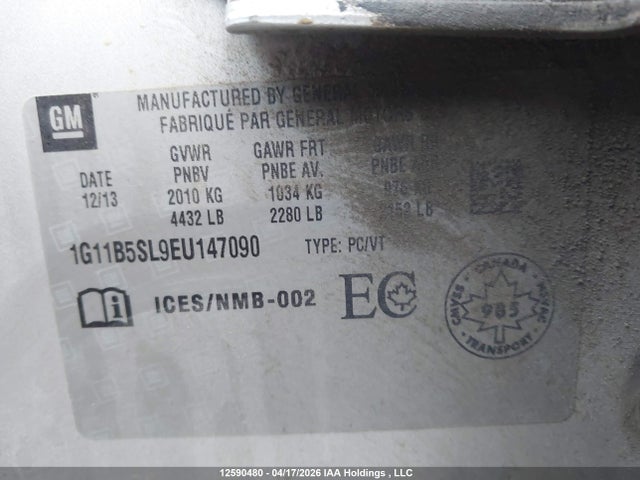 Aukcja sprzedaży 2014 Chevrolet Malibu Ls, vin: 1G11B5SL9EU147090, numer aukcji: 12590480