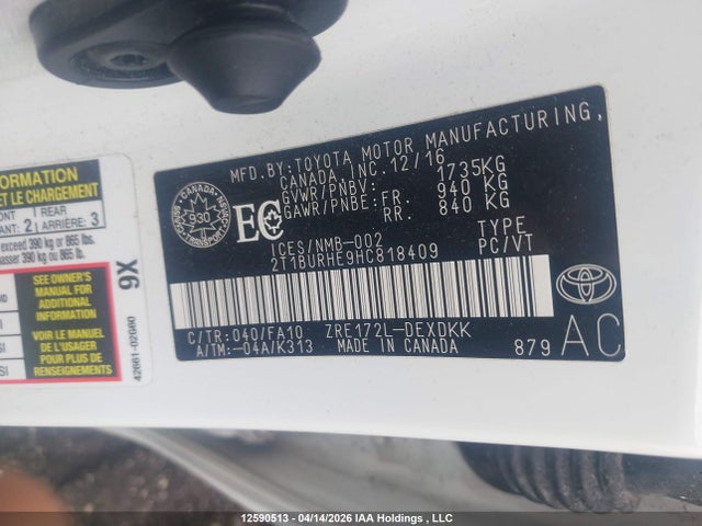 2T1BURHE9HC818409 Toyota Corolla L/le/xle/se/xse