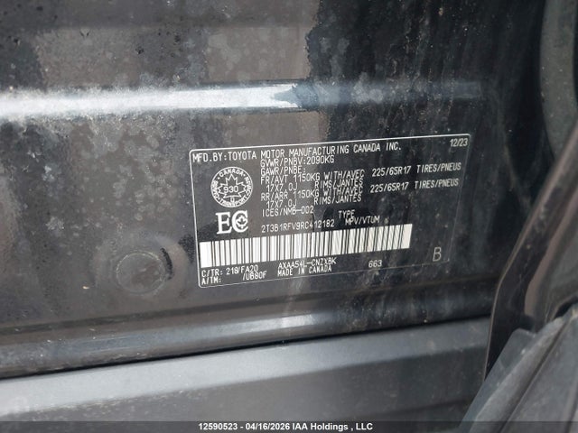 2024 Toyota Rav4 Le მანქანა იყიდება აუქციონზე, vin: 2T3B1RFV9RC412182, აუქციონის ნომერი: 12590523