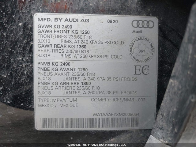 WA1AAAFYXM2008664 Audi Q5 45 Komfort