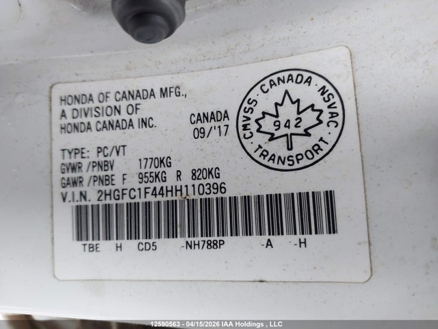 2HGFC1F44HH110396 Honda CIVIC EX