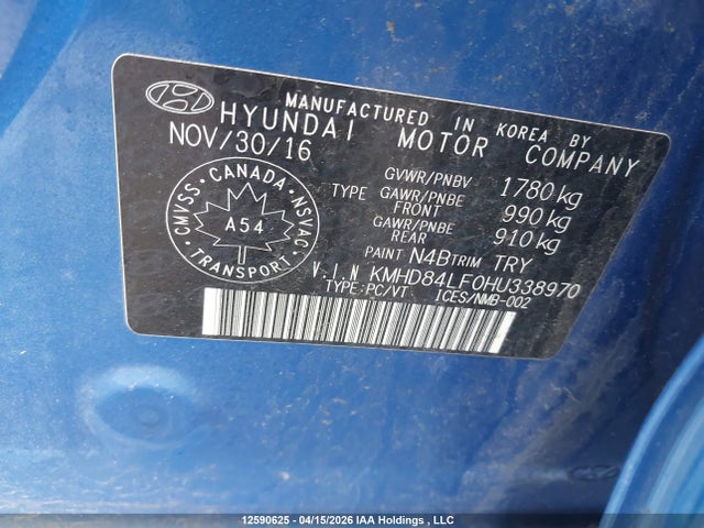 KMHD84LF0HU338970 Hyundai ELANTRA GL