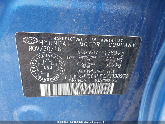 KMHD84LF0HU338970 Hyundai ELANTRA GL