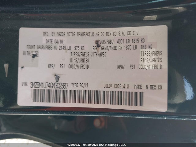 3MZBM1U74GM302387 Mazda MAZDA3