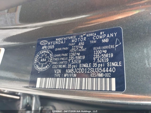 Продаж на аукціоні авто 2025 Hyundai Tucson Ultimate Hybrid Awd, vin: KM8JCDD12SU354440, номер лоту: 12590641