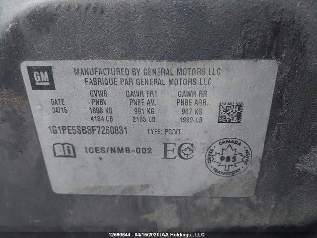 1G1PE5SB8F7260831 Chevrolet Cruze 2lt