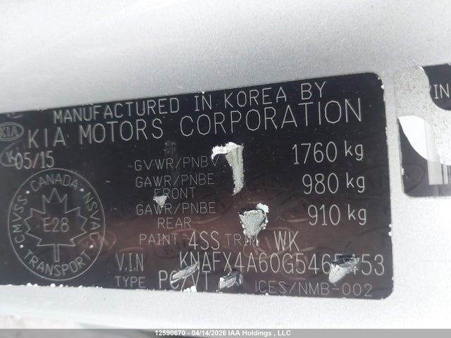 Продаж на аукціоні авто 2016 Kia Forte Lx, vin: KNAFX4A60G5465453, номер лоту: 12590670