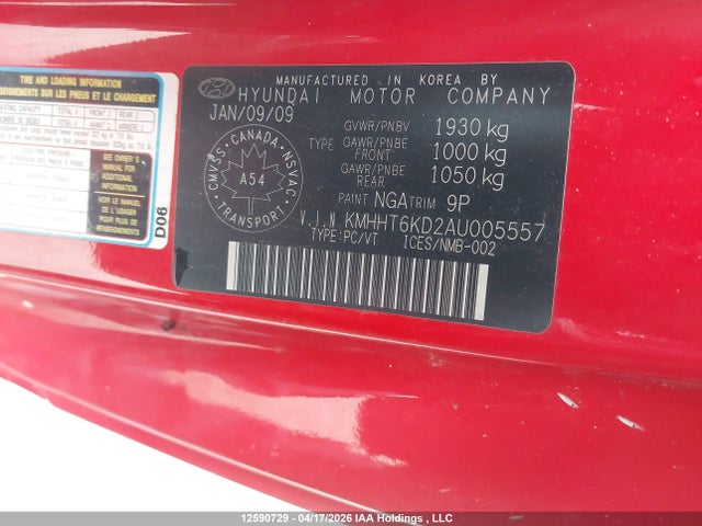 Продаж на аукціоні авто 2010 Hyundai Genesis Coupe 2.0t, vin: KMHHT6KD2AU005557, номер лоту: 12590729