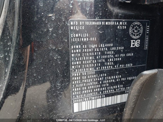 3VV8C7B27TM052519 Volkswagen TAOS S