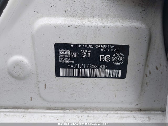 JF1VA1J63K9813087 Subaru Wrx Sport-tech