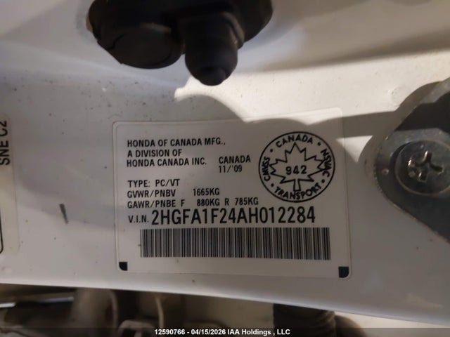 Aukcja sprzedaży 2010 Honda Civic Dx, vin: 2HGFA1F24AH012284, numer aukcji: 12590766