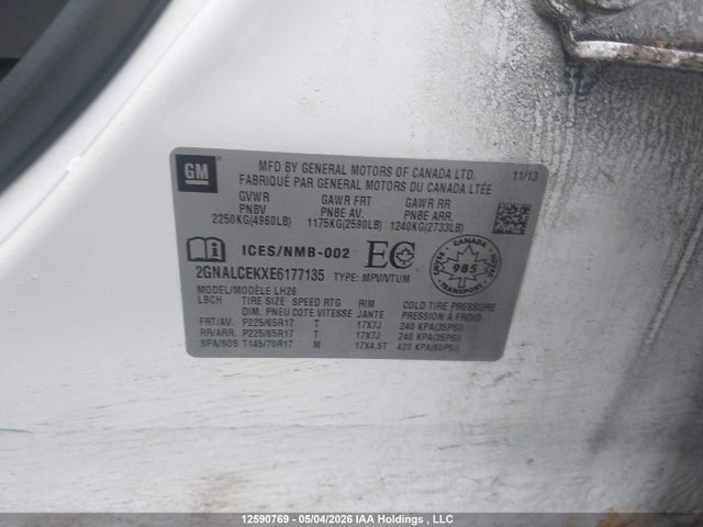 Продажа на аукционе авто 2014 Chevrolet Equinox 2lt, vin: 2GNALCEKXE6177135, номер лота: 12590769