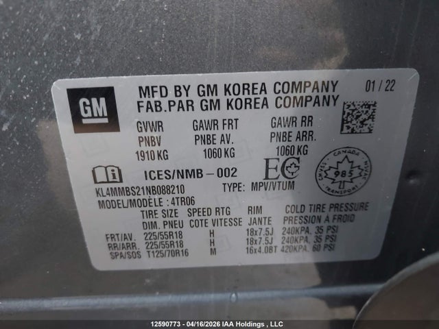 KL4MMBS21NB088210 Buick ENCORE GX