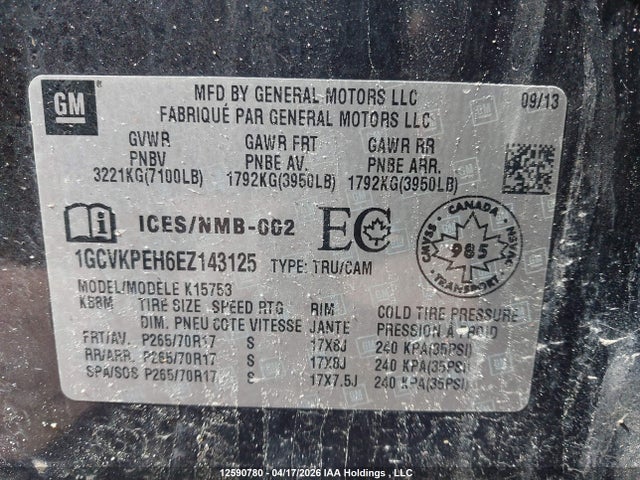 1GCVKPEH6EZ143125 Chevrolet Silverado K1500