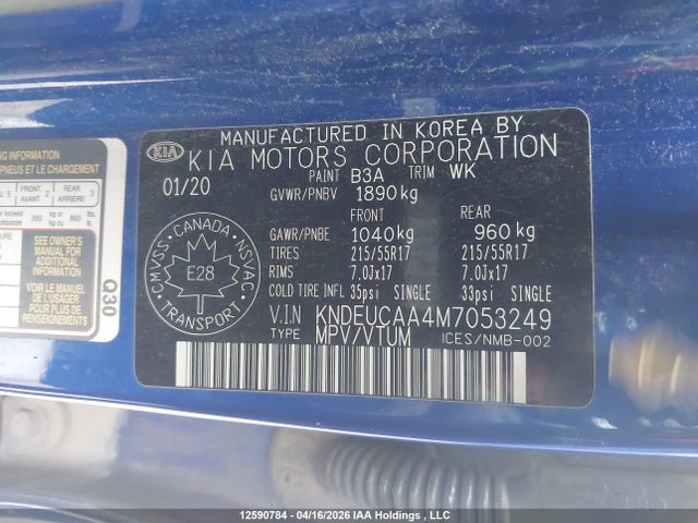 12590784 :رقم المزاد ، KNDEUCAA4M7053249 vin ، 2021 Kia Seltos S مزاد بيع
