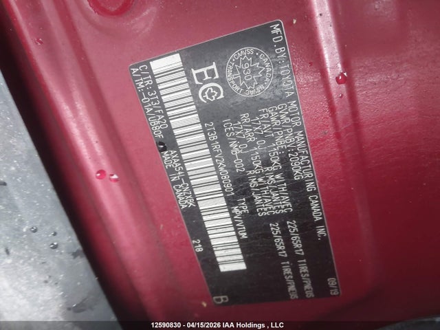 2019 Toyota Rav4 Le მანქანა იყიდება აუქციონზე, vin: 2T3B1RFV2KW080901, აუქციონის ნომერი: 12590830