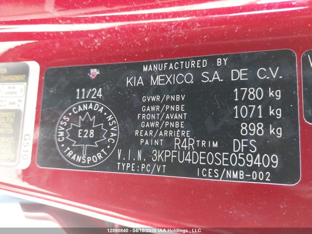 Продажа на аукционе авто 2025 Kia K4 Ex/ex+, vin: 3KPFU4DE0SE059409, номер лота: 12590840