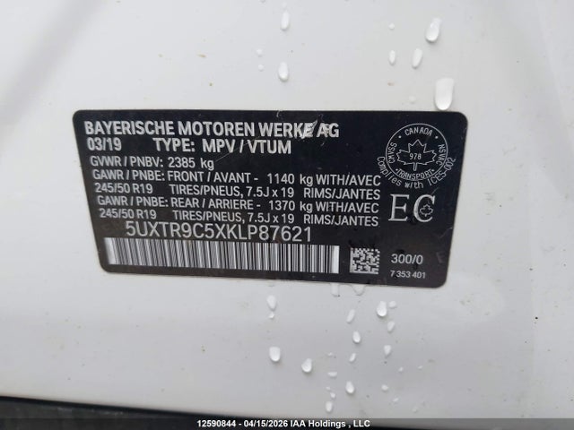Aukcja sprzedaży 2019 Bmw X3 Xdrive30i, vin: 5UXTR9C5XKLP87621, numer aukcji: 12590844