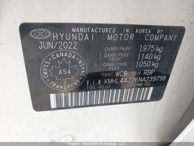 Продаж на аукціоні авто 2022 Hyundai Sonata Sport 1.6t 4dr, vin: KMHL44J26NA239798, номер лоту: 12590847