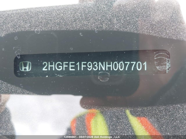 12590861 :رقم المزاد ، 2HGFE1F93NH007701 vin ، 2022 Honda Civic Touring مزاد بيع
