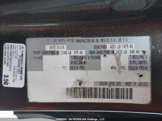 12590883 :رقم المزاد ، 3MZBM1L79FM186751 vin ، 2015 Mazda Mazda3 مزاد بيع