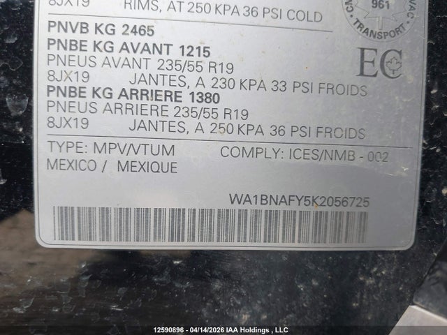 Продажа на аукционе авто 2019 Audi Q5, vin: WA1BNAFY5K2056725, номер лота: 12590896
