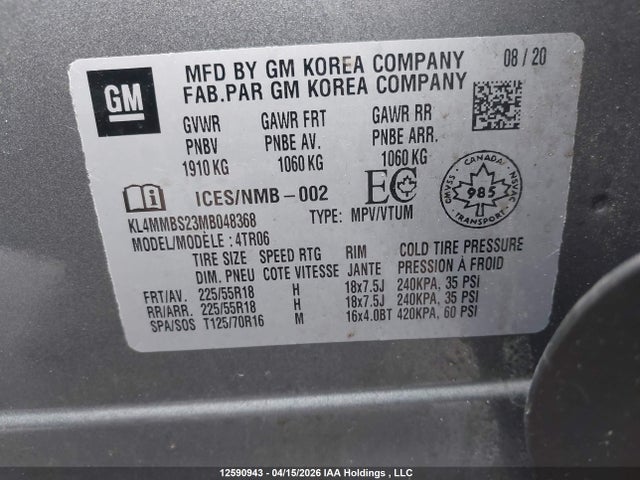 KL4MMBS23MB048368 Buick ENCORE GX