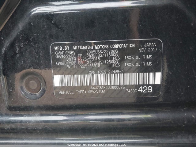 JA4JZ3AX2JJ600676 Mitsubishi Outlander Se