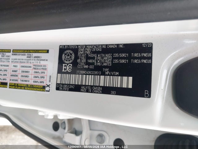 12590951 :رقم المزاد ، 2T2BBMCA0RC029513 vin ، 2024 Lexus Rx 350h Base/350h Premium/350h Premium Plus/350h Luxury مزاد بيع