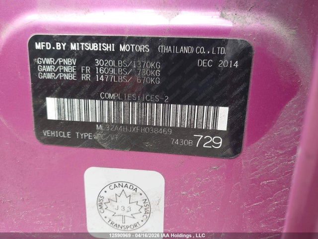 ML32A4HJXFH038469 Mitsubishi Mirage