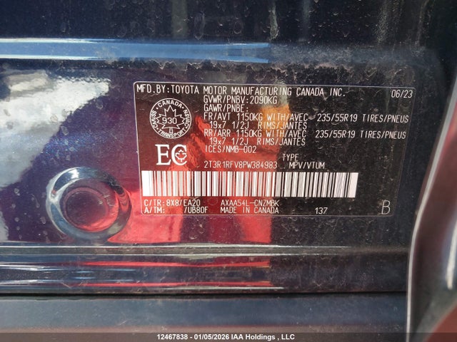2023 Toyota Rav4 Xle მანქანა იყიდება აუქციონზე, vin: 2T3R1RFV8PW384983, აუქციონის ნომერი: 12467838