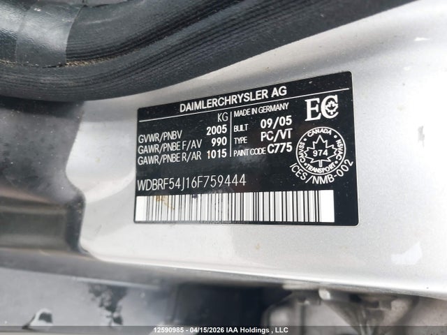 Aukcja sprzedaży 2006 Mercedes-benz C 280 Elegance, vin: WDBRF54J16F759444, numer aukcji: 12590985