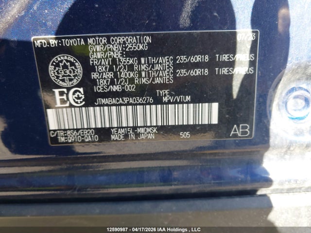 Toyota Bz4x 2023 JTMABACA3PA036276 Image 9