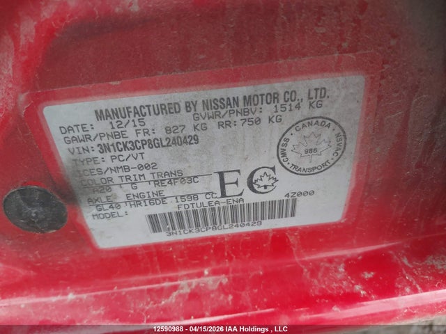 3N1CK3CP8GL240429 Nissan Micra