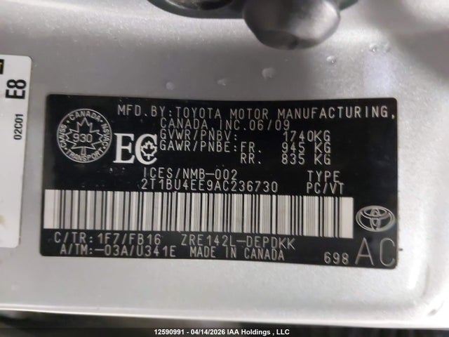 12590991 :رقم المزاد ، 2T1BU4EE9AC236730 vin ، 2010 Toyota Corolla مزاد بيع