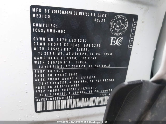 Aukcja sprzedaży 2024 Volkswagen Taos Se, vin: 3VVEX7B23RM013328, numer aukcji: 12591027