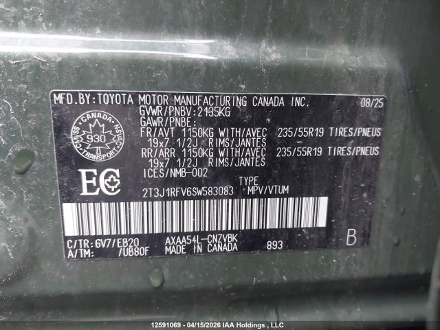 2025 Toyota Rav4 Adventure/trd Off Road მანქანა იყიდება აუქციონზე, vin: 2T3J1RFV6SW583083, აუქციონის ნომერი: 12591069