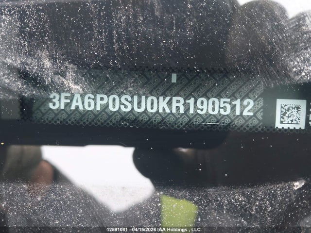 2019 Ford Fusion Titanium მანქანა იყიდება აუქციონზე, vin: 3FA6P0SU0KR190512, აუქციონის ნომერი: 12591081