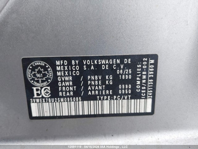 Aukcja sprzedaży 2025 Volkswagen Jetta Se, vin: 3VWEX7BU2SM095085, numer aukcji: 12591119