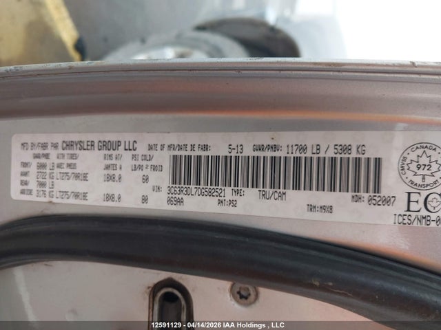 2013 Ram 3500 Slt მანქანა იყიდება აუქციონზე, vin: 3C63R3DL7DG582521, აუქციონის ნომერი: 12591129