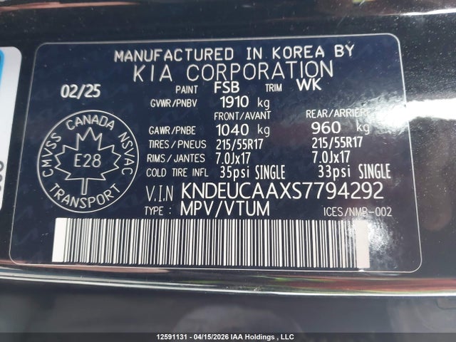 Продаж на аукціоні авто 2025 Kia Seltos S, vin: KNDEUCAAXS7794292, номер лоту: 12591131