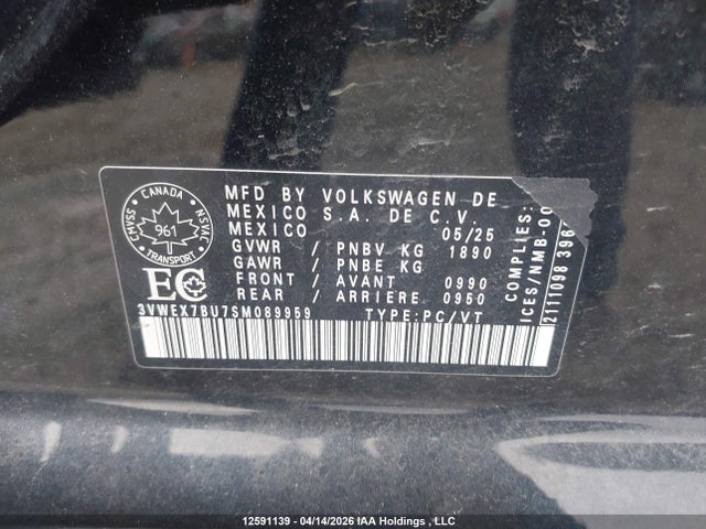 Продаж на аукціоні авто 2025 Volkswagen Jetta Se, vin: 3VWEX7BU7SM089959, номер лоту: 12591139