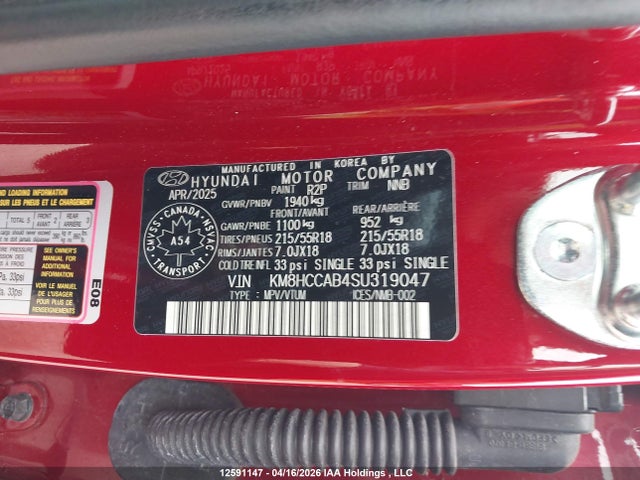 Продажа на аукционе авто 2025 Hyundai Kona Sel, vin: KM8HCCAB4SU319047, номер лота: 12591147