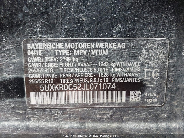 5UXKR0C52JL071074 BMW X5 Xdrive35i