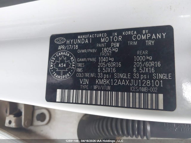 KM8K12AAXJU128101 Hyundai Kona Se