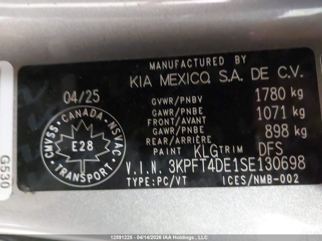 Продажа на аукционе авто 2025 Kia K4 Lx, vin: 3KPFT4DE1SE130698, номер лота: 12591225